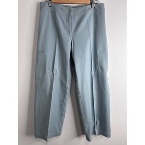 Eileen Fisher Cargo Cropped Straight Dress Pants Womens XS Dusty Blue Career Lux